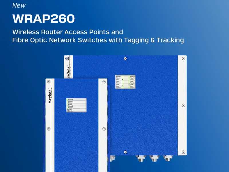 Picture of the Becker WRAP260 router access points and network switches