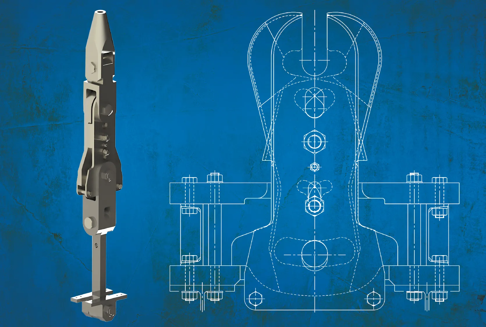 Technical drawing and picture of becker rope attachment system