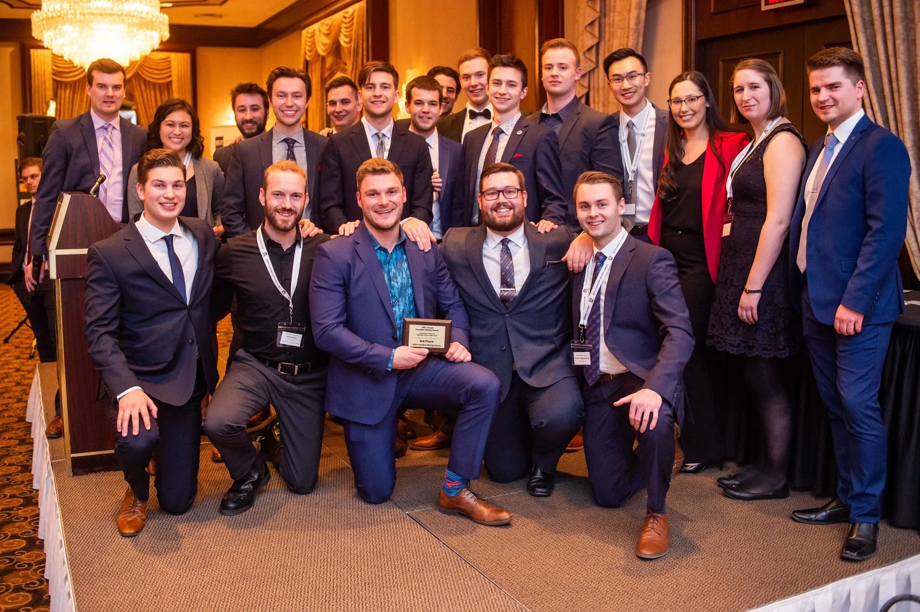 group picture of people at an evening event